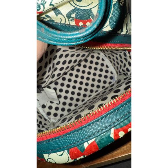 Loungefly Disney Mickey Minnie Mouse Mini Backpack Handbag Green Red - Picture 8 of 8